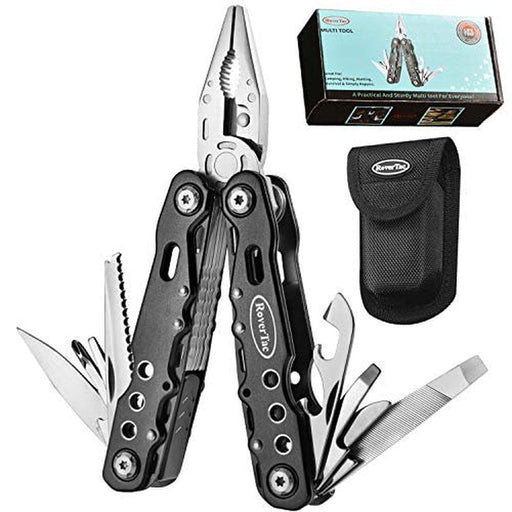 12 in 1 Multi Tool with Safety Locking, Rovertac Multitool with Pliers, Knife, Bottle Opener, Screwdriver, Saw and Durable Nylon Sheath-Perfect for Outdoor, Survival, Camping, Fishing, Hiking (Black) Sporting Goods > Outdoor Recreation > Camping & Hiking > Camping Tools Rovertac   