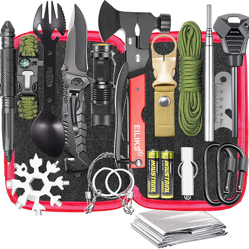 Gifts for Men Dad Husband, Survival Gear and Equipment Kit 20 in 1, Emergency Escape Tool with Axe, Christmas Stocking Stuffers, Cool Gadget Birthday Ideas for Him Boy Camping Hiking Fishing Hunting Sporting Goods > Outdoor Recreation > Camping & Hiking > Camping Tools EILIKS   