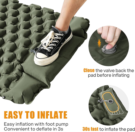Relefree Sleeping Pad for Camping Built-In Pump Camping Pad Ultralight Waterproof Sleeping Mat with Pillow Durable Camping Mattress Hiking Pad for Travel, Backpacking Camping Mat Sporting Goods > Outdoor Recreation > Climbing > Climbing Webbing Relefree   