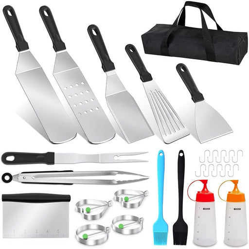 Griddle Accessories, Upgrade 27Pcs Flat Top Grill Accessories Set for Blackstone and Camp Chef, Including Spatula, Squeeze Bottle, Tongs, Egg Rings and Bag Griddle Tools for Outdoor BBQ Sporting Goods > Outdoor Recreation > Camping & Hiking > Camping Tools GPED INC   