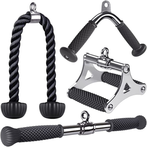 Kipika Tricep Pull down Attachment, Cable Machine Accessories for Home Gym, Cable Machine Attachments Pulley System Gym, LAT Pull down Attachment Weight Fitness Sporting Goods > Exercise & Fitness > Weight Lifting > Weight Lifting Machines & Racks Kipika 05: Tricep Rope+V-Shaped bar+V Handle+Rotating Bar  